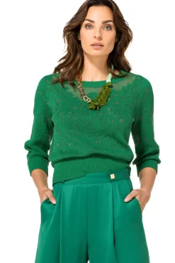 1267-62 / Elegante Half Doorschijnende Pull Vrouwen Pulls
