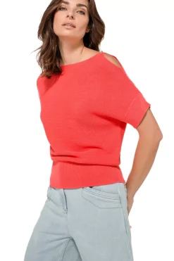 1246-72 / Fijn Gebreide Top Met Schoudereffect Vrouwen Pulls