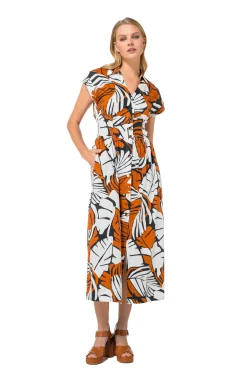 Clearance 1101-39 / Katoenen Midi Jurk Vrouwen Jurken