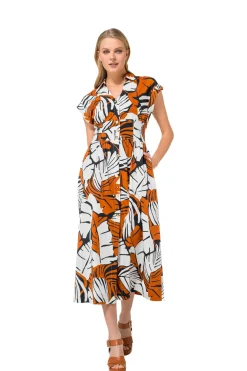 Clearance 1101-39 / Katoenen Midi Jurk Vrouwen Jurken