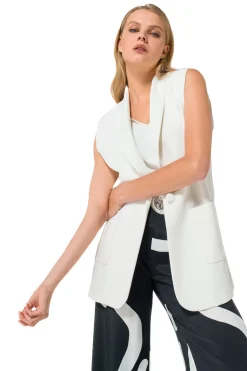 1830-91 / Rechtvallende Mouwloze Blazer Met Schoudereffect Vrouwen Vesten