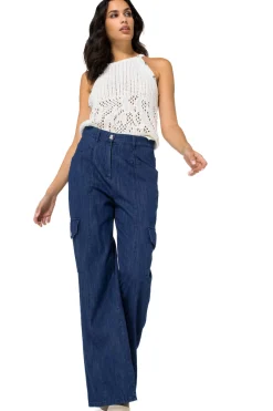 Best 1512-24 / Soepelvallende Cargojeans, Wijd Been, Normal Waist Vrouwen Broeken