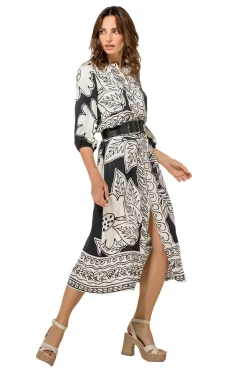 Clearance 1159-19 / Soepelvallende Midi Jurk Vrouwen Jurken