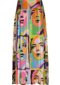 Clearance 1702-79 / Soepelvallende Midirok Pop-Art Vrouwen Rokken