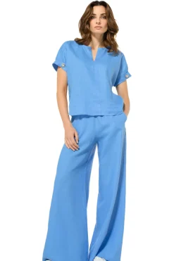 3571-24 / Wijde Broek In Linnen, Normal Waist Vrouwen Broeken